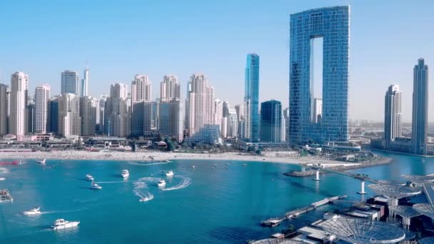 Відомий Курорт Адресс Біч Резиденціями Пляжів Джумейра Разом Туристами Дубаї — стокове відео
