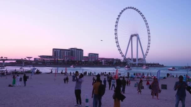 Vackra Dubai Öga Eller Ain Dubai Pariserhjul Jumeirah Stranden Upplyst — Stockvideo