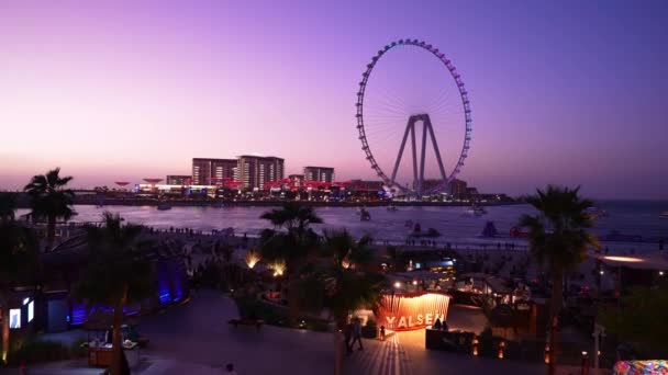 Όμορφη Dubai Μάτι Ain Dubai Ferris Τροχό Στην Παραλία Jumeirah — Αρχείο Βίντεο