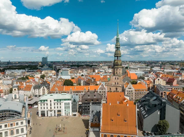 Aerial View Riga Old Town Latvia Beautiful Historical Buildings Domes — Foto Stock