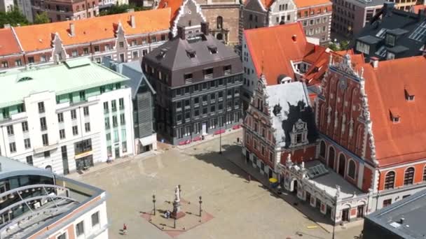 Aerial View Riga Rooftops View Panorama Sunny Day Architectures Daugava — Wideo stockowe