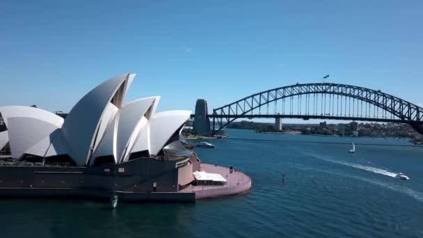 Widok Lotu Ptaka Operę Sydney Wielofunkcyjne Centrum Sztuki Użytkowej Piękny — Wideo stockowe