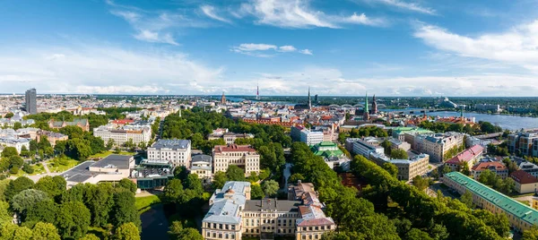 Aerial Panoramic View Center Riga Close Panoramic View Cathedral Riga —  Fotos de Stock