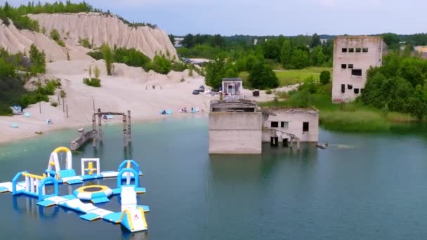 Abandoned Quarry Extraction Limestone Beautiful Nature Attraction Estonia Summer Season — Video Stock