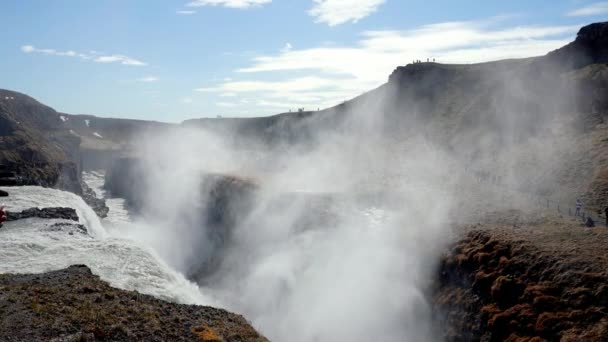 Idyllic View Gullfoss Waterfall Golden Circle Iceland Scenic Cascades Falling — Stok video