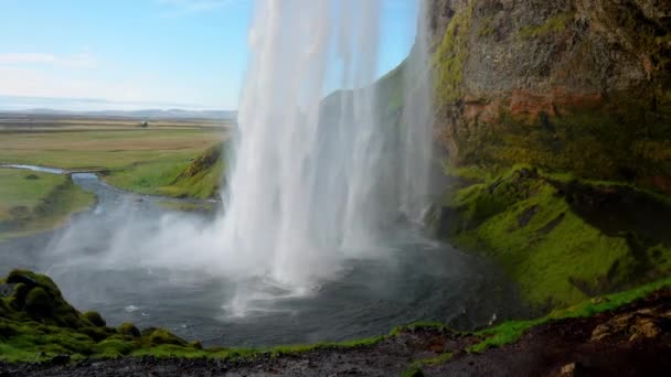 Seljalandsfoss Waterfall Located South Region Iceland Right Route One Most — 图库视频影像