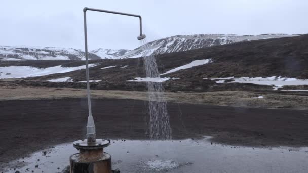 Vista Ducha Agua Caliente Desde Energía Geotérmica Krafla Islandia Estación — Vídeos de Stock