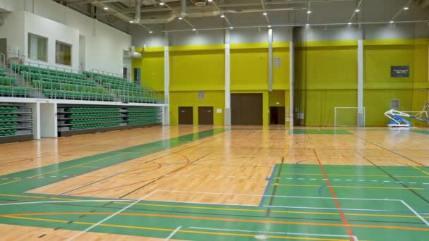 Interior Empty Sports Hall Anyone Playing Basketball Court — Stockvideo