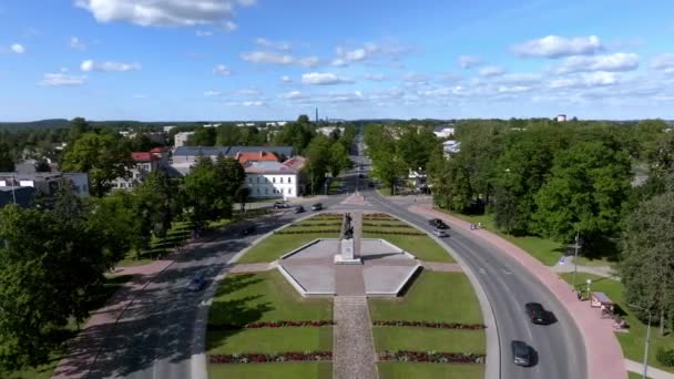 Aerial View Rezekne City Latvia Beautiful Summer Latvian Small Town — Stock Video