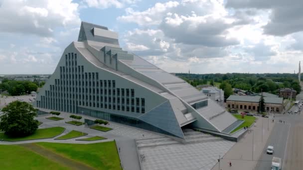 Aerial View National Library Riga Modern Architecture Latvia — Wideo stockowe