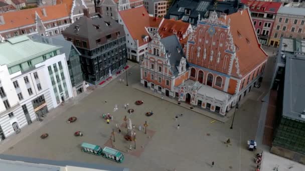 Establishing Aerial Bird Eye View Shot Riga Riga Skyline Latvia — Video Stock