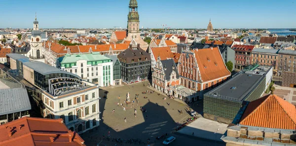 Establishing Aerial Bird Eye View Shot Riga Riga Skyline Latvia — Stock Fotó