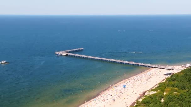 Aerial View Beach Sea Shore Palanga Lithuania Beach Town Palanga — Stockvideo