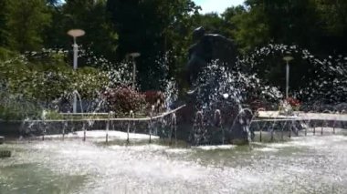 Summer fountain located in Palanga, Lithuania. Hot summer day in Palanga.