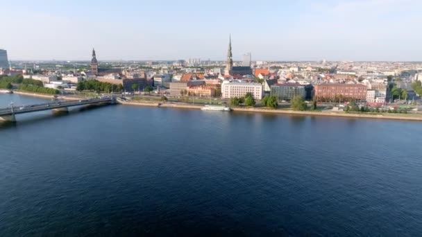 Beautiful Aerial View Riga City Capital Latvia Aerial View Old — 비디오