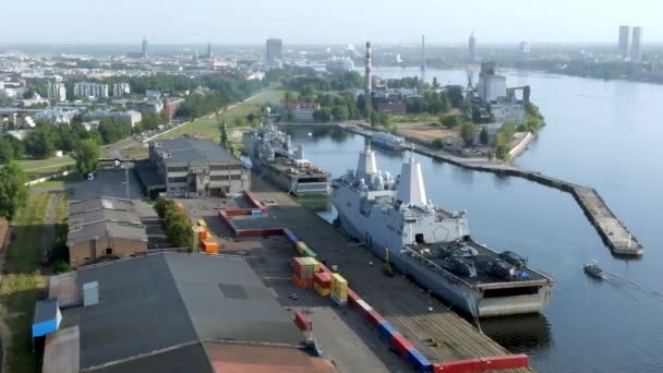 Riga Latvia August 2022 Combat Ships Nato Countries Port Riga — Stok video