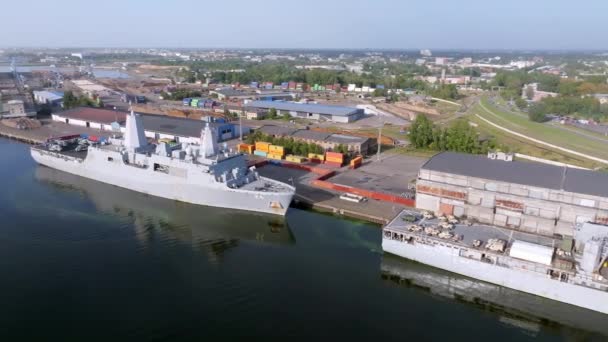 Riga Latvia August 2022 Combat Ships Nato Countries Port Riga — Stockvideo