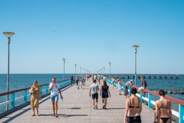 Palanga, Lithuania. August 10, 2022. The pier in Palanga. Palanga is a seaside resort town in western Lithuania, on the shore of the Baltic Sea. It is the busiest summer resort in Lithuania
