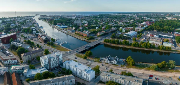Beautiful panoramic aerial view photo of Holy Trinity Cathedral, Concert hall Great Amber city center of Liepaja city in Latvia.