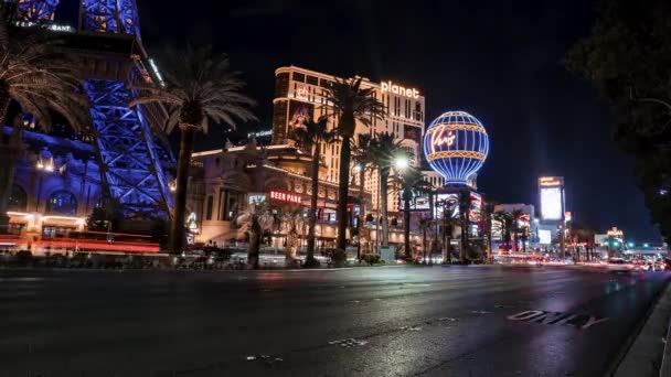 Timelapse Nachtzicht Strip Het Centrum Van Las Vegas Het Nachtleven — Stockvideo
