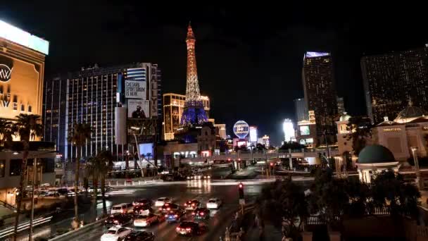 Widok Timelapse Nocy Strip Centrum Las Vegas Nocne Życie Centrum — Wideo stockowe