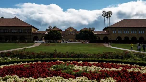 Вид Центральный Вход Стэнфордского Университета Красивый Университет Пало Альто — стоковое видео