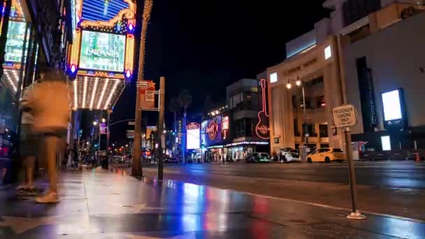 Zeitraffer Auf Dem Hollywood Walk Fame Das Theaterviertel Eine Berühmte — Stockvideo