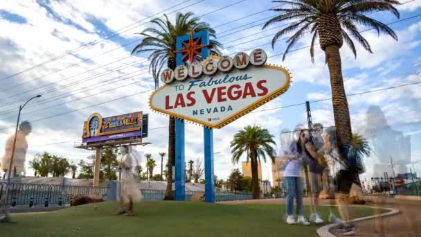 Timelapse Las Vegas Nevada Usa Welcome Las Vegas Sign Daylight — стокове відео