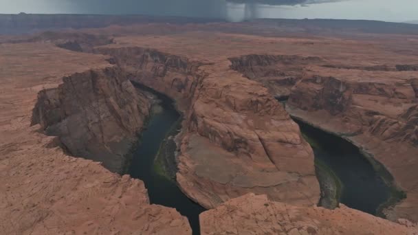 Aerial View Horseshoe Bend Landscape Arizona Beautiful Colorado River Glen — Stock Video