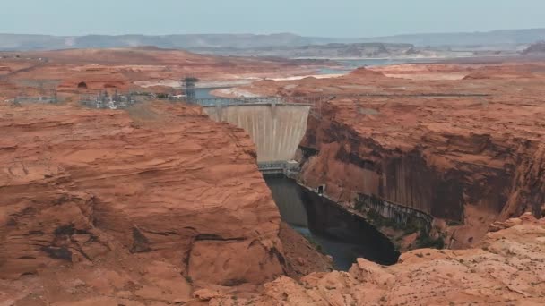 Luchtfoto Van Grand Canyon Upriver Colorado River Glen Canyon Dam — Stockvideo