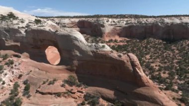 Arizona, ABD 'deki Arches Ulusal Parkı' nın hava görüntüsü. İnanılmaz kaya oluşumu - Dalga. Parya Kanyonu Vermillion Kayalıkları, Coyote Buttes Yaban Hayatı 