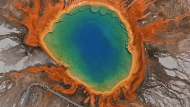Grand Prismatic Spring View Vid Yellowstone National Park Flygfoto Scenisk — Stockvideo