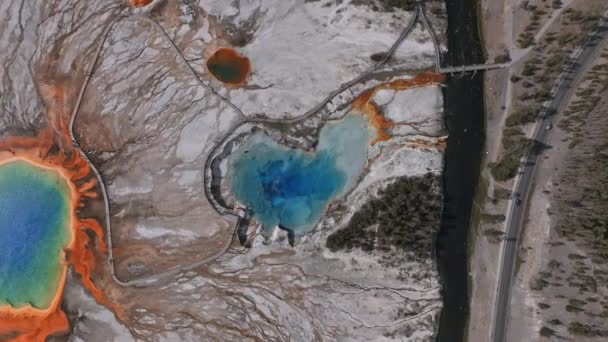 Grand Prismatic Spring View Inglês Yellowstone National Park Vídeo Cênico — Vídeo de Stock