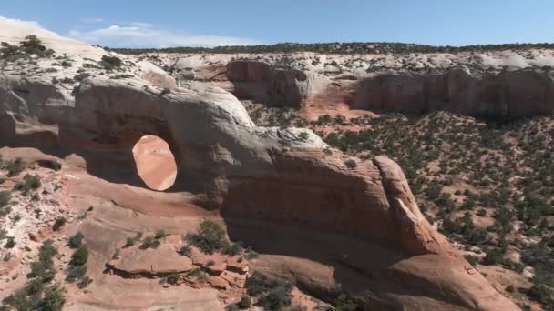 Vista Aérea Del Parque Nacional Arches Arizona Increíble Formación Rocosa — Vídeo de stock