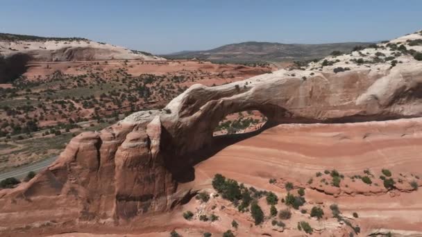 Vista Aérea Del Parque Nacional Arches Arizona Increíble Formación Rocosa — Vídeos de Stock
