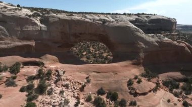Arizona, ABD 'deki Arches Ulusal Parkı' nın hava görüntüsü. İnanılmaz kaya oluşumu - Dalga. Parya Kanyonu Vermillion Kayalıkları, Coyote Buttes Yaban Hayatı 