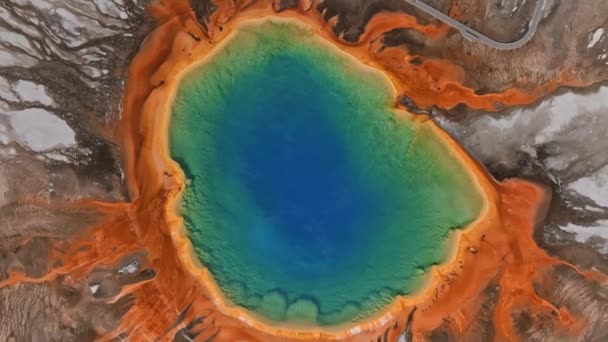 Grand Prismatic Vue Printemps Parc National Yellowstone Vidéo Aérienne Panoramique — Video