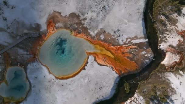 Erupção Geyser Castelo Geyser Parque Nacional Yellowstone Vista Aérea Dos — Vídeo de Stock