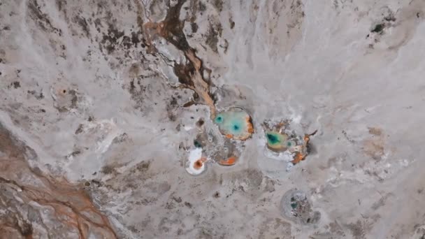 Έκρηξη Geyser Στο Κάστρο Geyser Στο Εθνικό Πάρκο Yellowstone Αεροφωτογραφία — Αρχείο Βίντεο