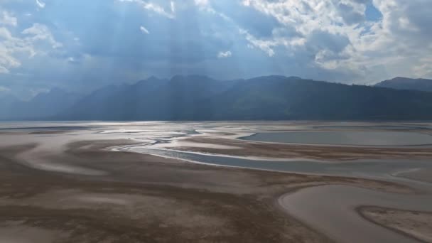 Panoramic Aerial View Grand Teton National Park Peaks Landscape Snake — Stock Video