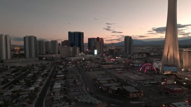 Gece Las Vegas Hava Manzarası Las Vegas Güzel Işıkları Cazibeli — Stok video
