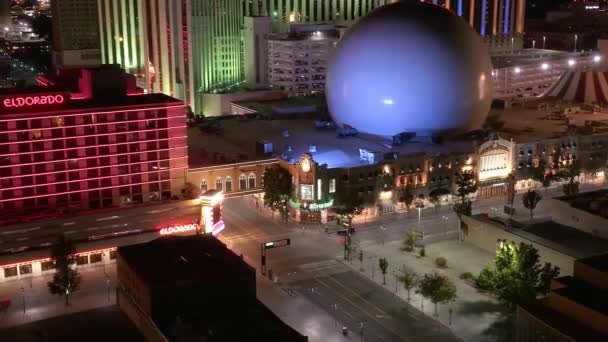 Vue Aérienne Vie Nocturne Dans Ville Reno États Unis Lumières — Video