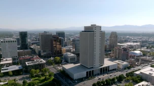 Widok Lotu Ptaka Miasto Salt Lake Piękne Mormońskie Miasto Centrum — Wideo stockowe