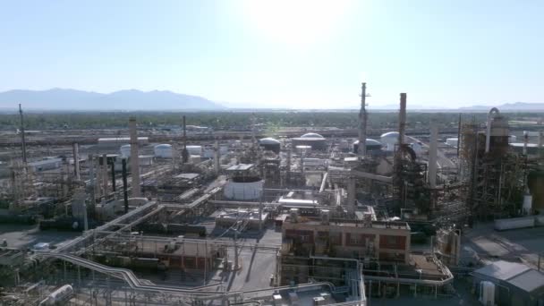 ガス産業の空中ビュー 製油所 ガス産業地帯 ソルトレイクシティにおける石油精製設備 — ストック動画