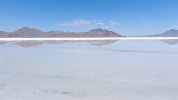 Vue Aérienne Des Salt Lake City Utah Bonneville Salt Flats — Video