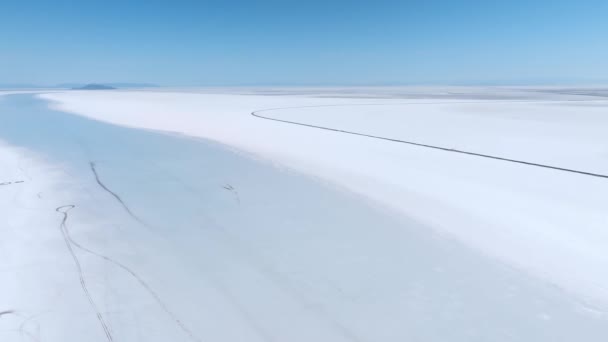 Vue Aérienne Des Salt Lake City Utah Bonneville Salt Flats — Video