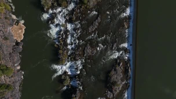 Luftaufnahme Des Wasserfalls Der Stadt Idaho Falls Usa Großer Gerader — Stockvideo