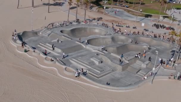 Skatepark Wenecji Los Angeles Usa Widok Lotu Ptaka Skate Park — Wideo stockowe