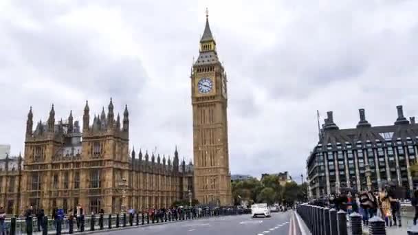 Гарний Вигляд Біг Бена Гіперлапса Лондоні Сонячний Ранок Центр Лондона — стокове відео