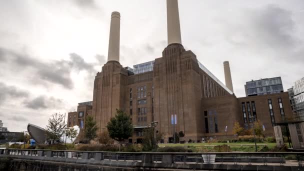 Timelapse Battersea Power Station Redevelopment Iconic London Landmark Building Being — Stock Video